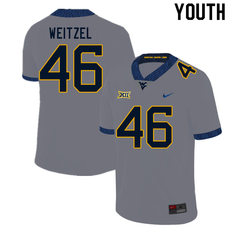 Youth #46 Trace Weitzel West Virginia Mountaineers College Football Jerseys Sale-Gray